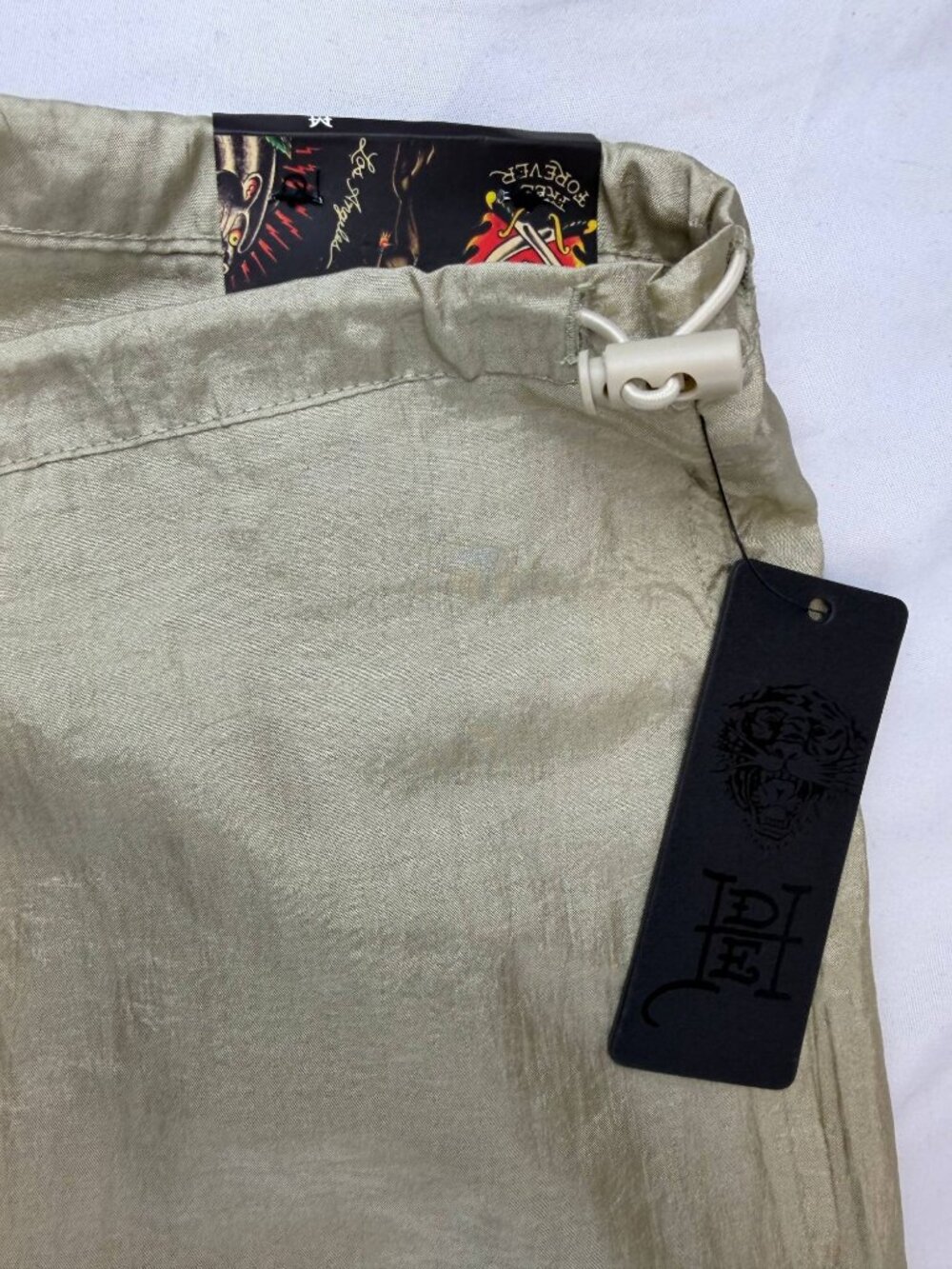 NWT Ed Hardy Women's Eagle Anchor Nylon Pants Gold Size Medium - Picture 8 of 11
